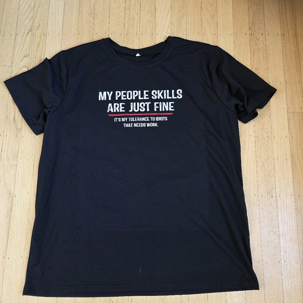 People Skills Black Graphic T-Shirt Size 3XL